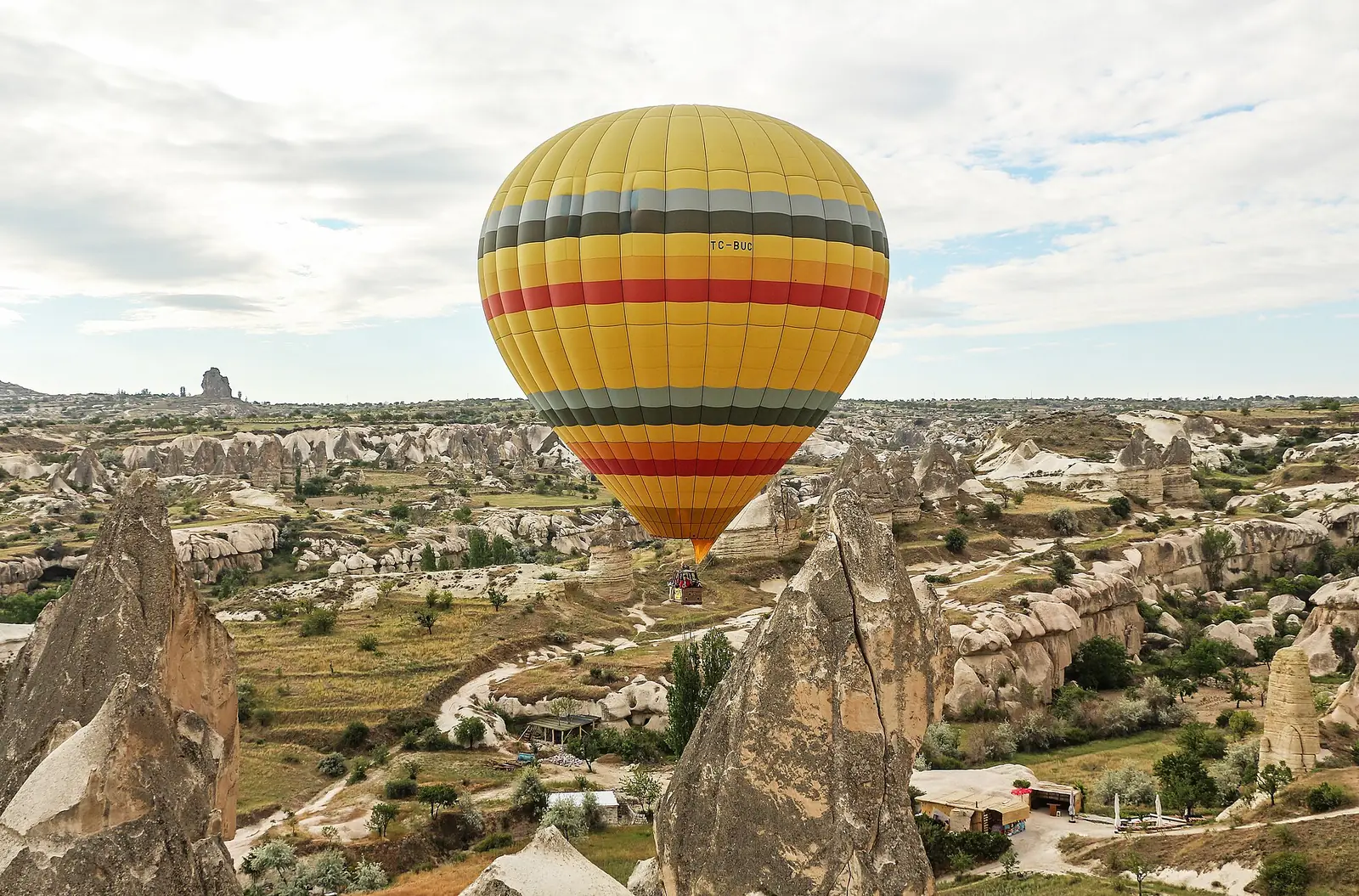 Hot air balloon over the valleys of Cappadocia, Turkey